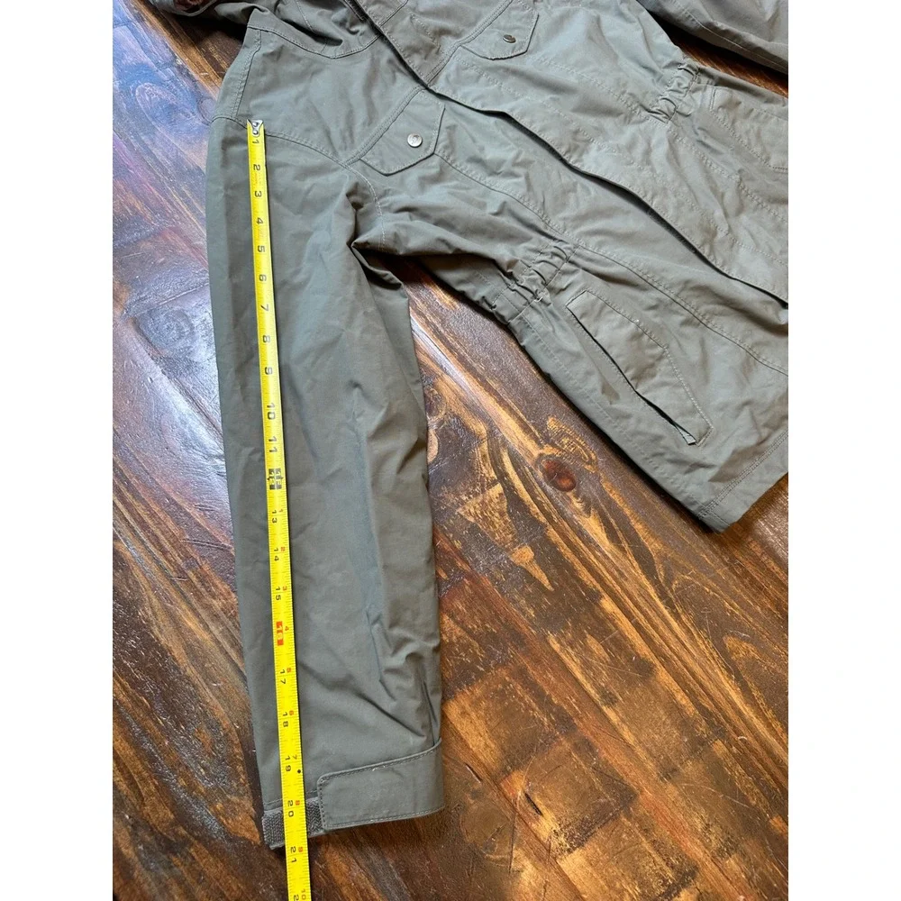 The‎ North Face Girls Olive Green Hooded Rain Jacket Size M 10/12 Cinched Waist